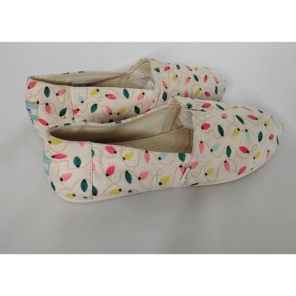 Toms women Belmont Natural Tree Lights Holiday Christmas Shoes size 8 Festive - Picture 4 of 5